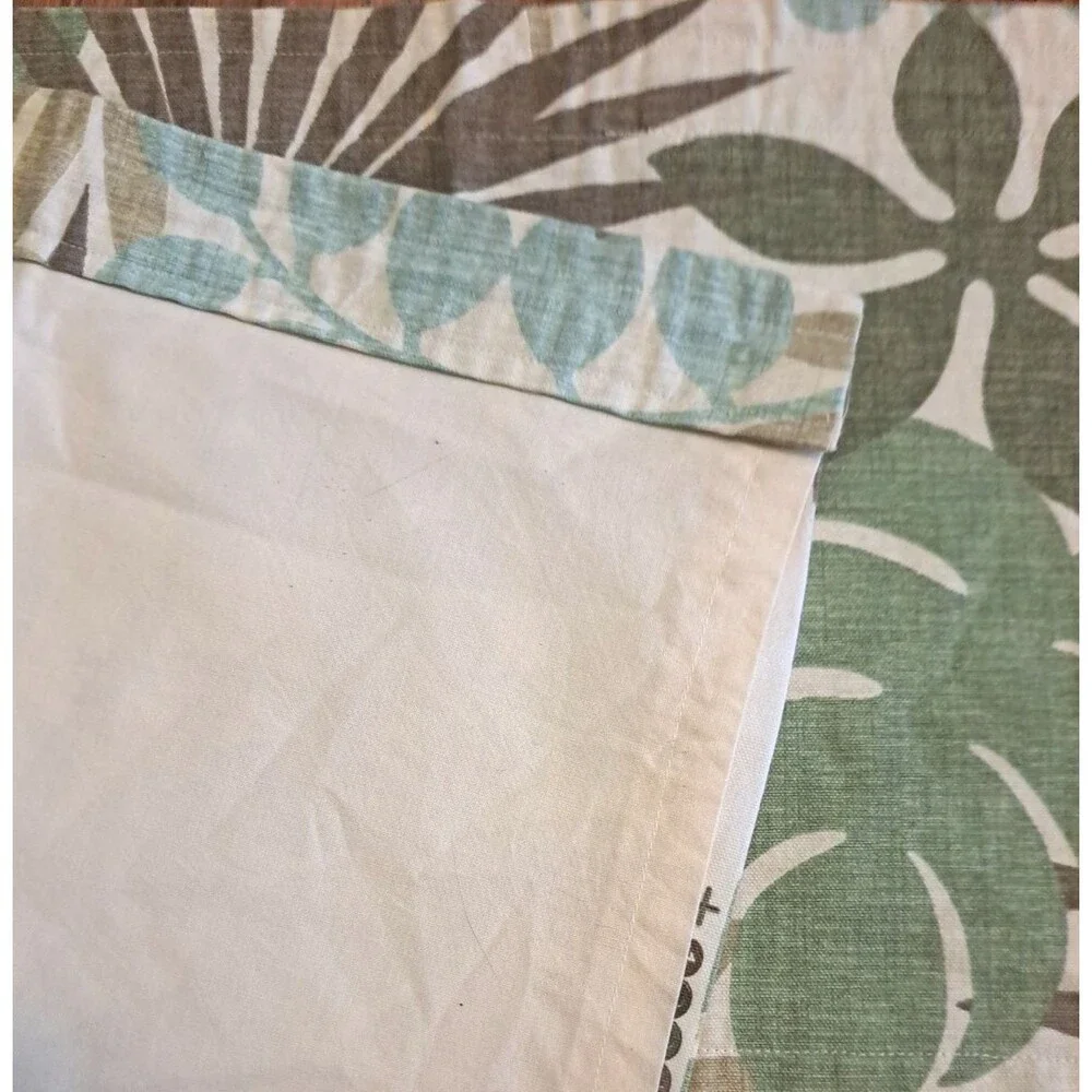 Tropical Valance Green Beige Botanical Floral Cotton Palms Coastal 13x53